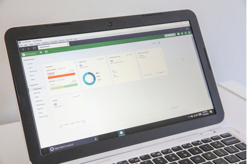 QuickBooks screen on laptop