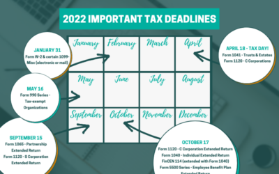 2022 Tax Deadline Calendar